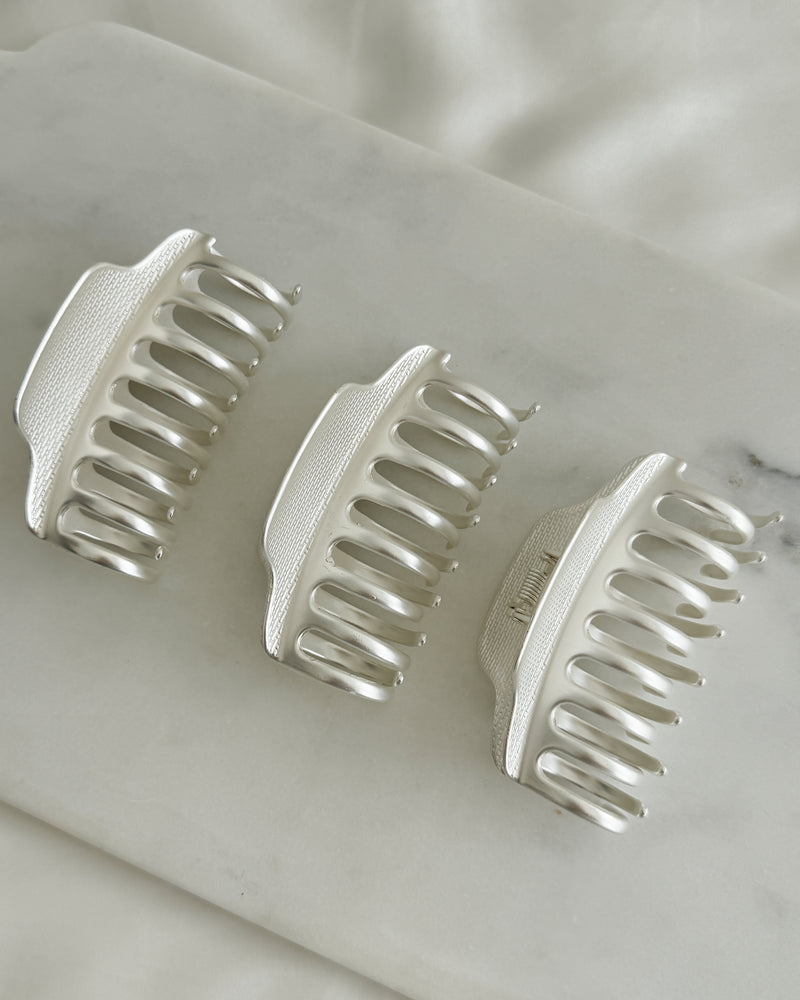 Matte Silver Metal Claw Clip