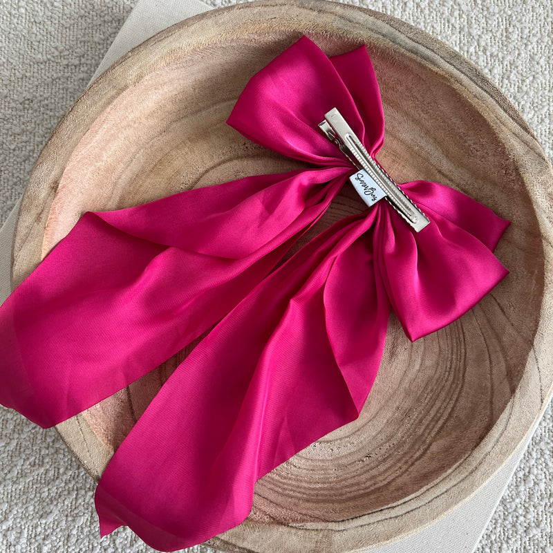 Luxe Dark Pink Silk Bow