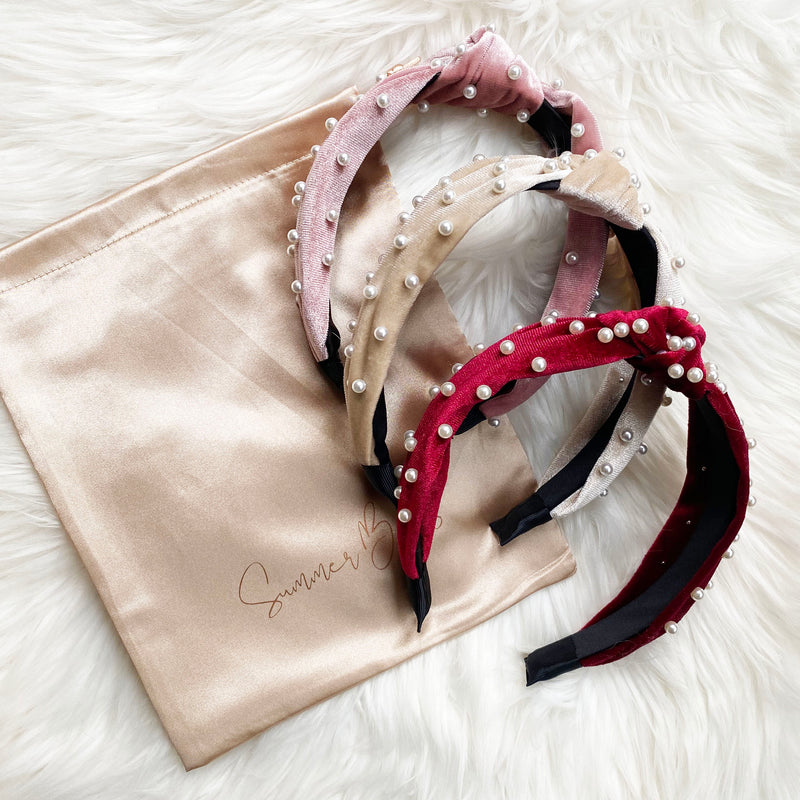 Red Velvet Pearl Headband LIMITED HOLIDAY EDITION