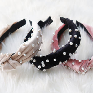 Black Velvet Pearl Headband