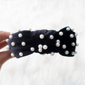 Black Velvet Pearl Headband