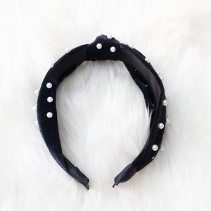 Black Velvet Pearl Headband