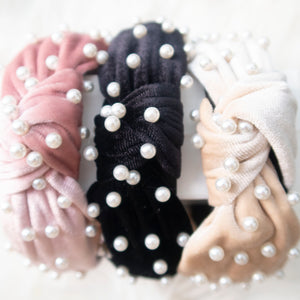 Black Velvet Pearl Headband