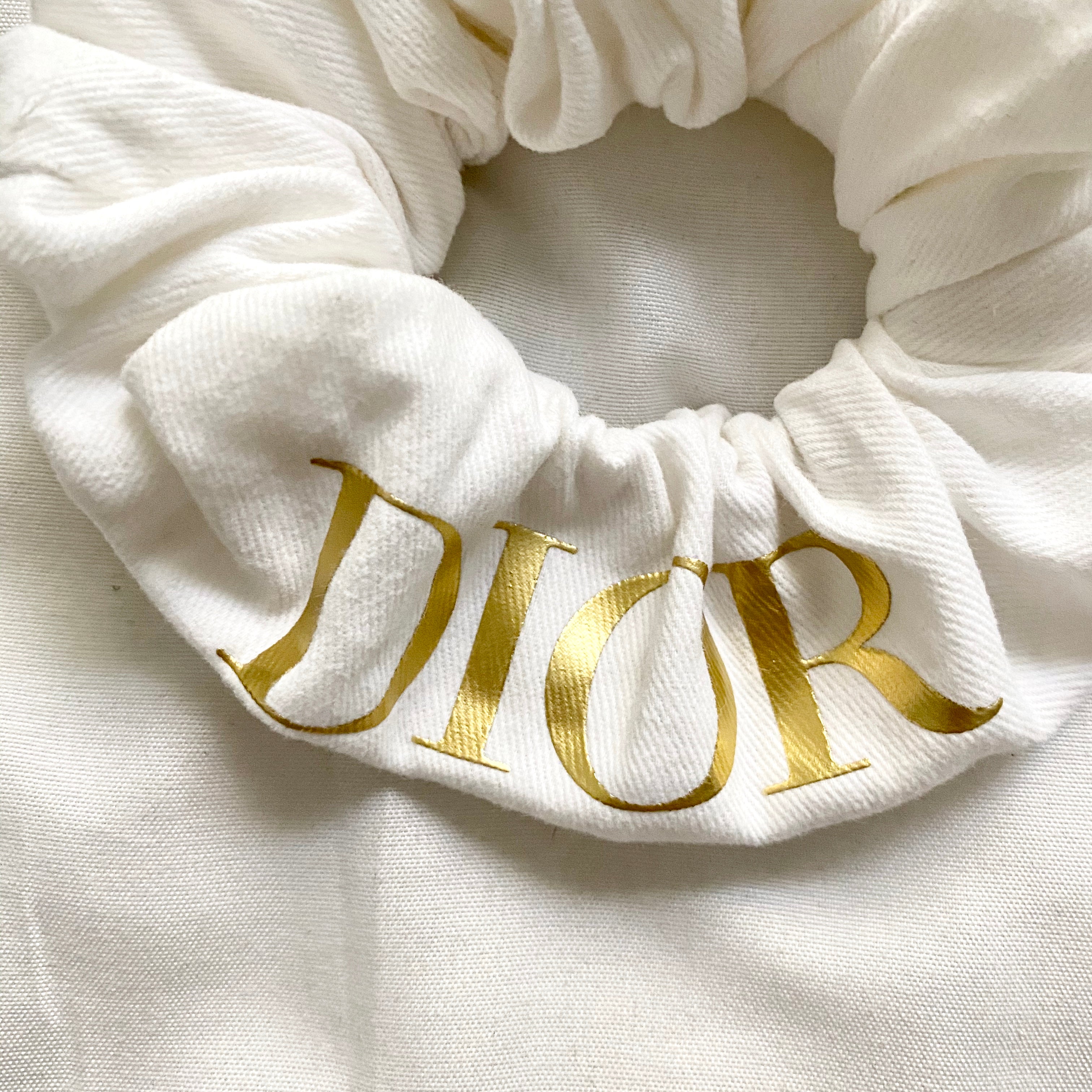 Dior Two (2) piece Yellow Cotton material Scrunchies 
embroidered logo Dior Two (2) piece Pink Cotton scrunchies in | Mercari main image 2