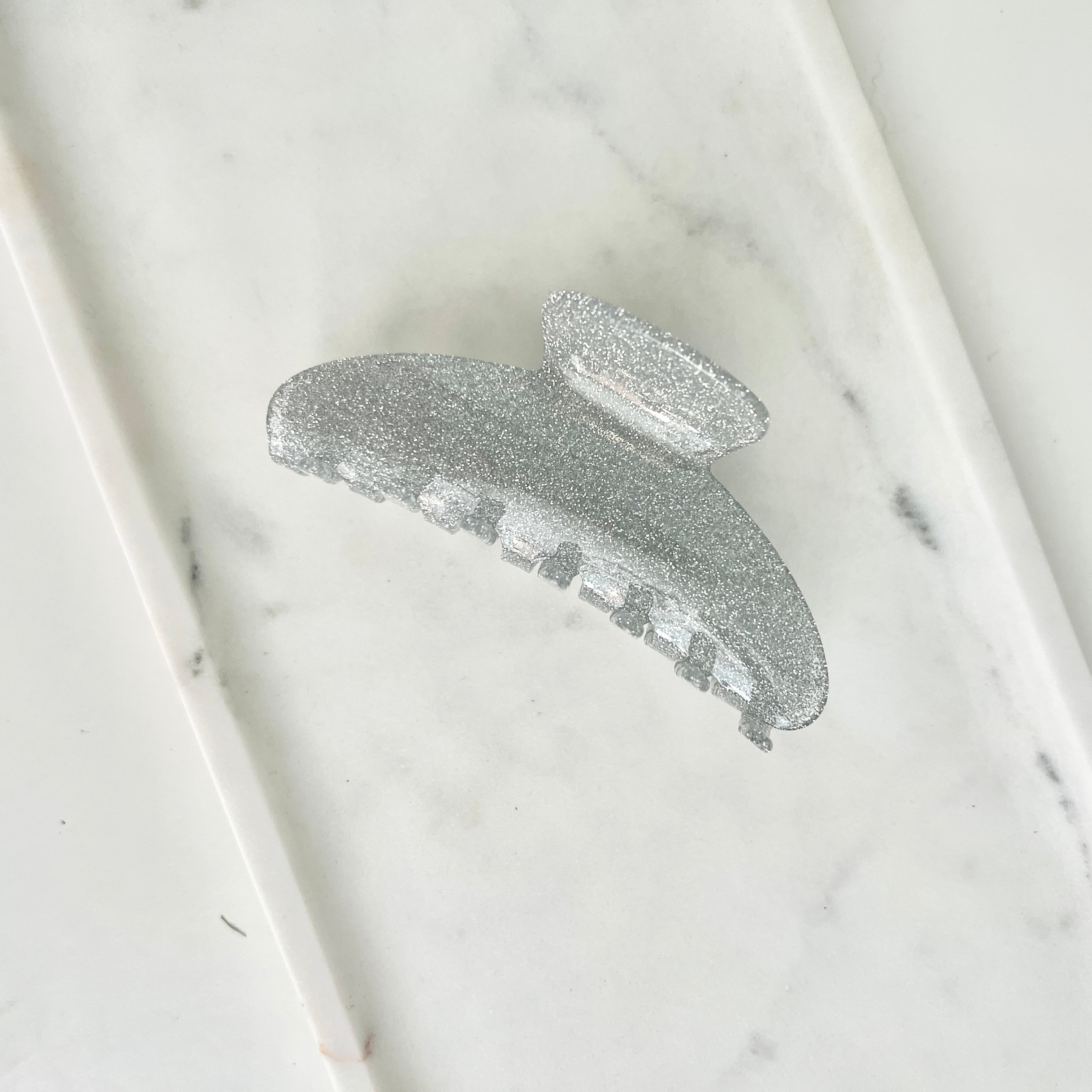 Handmade Celluloid Hair Claw Clip Grey Silver Durable Glitter for Thick Hair Silver Hair Hair Claws for Women for sale | eBay main image 2
